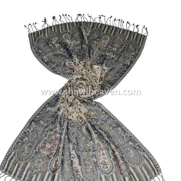 Designer Woolen shawl with printed cutwork